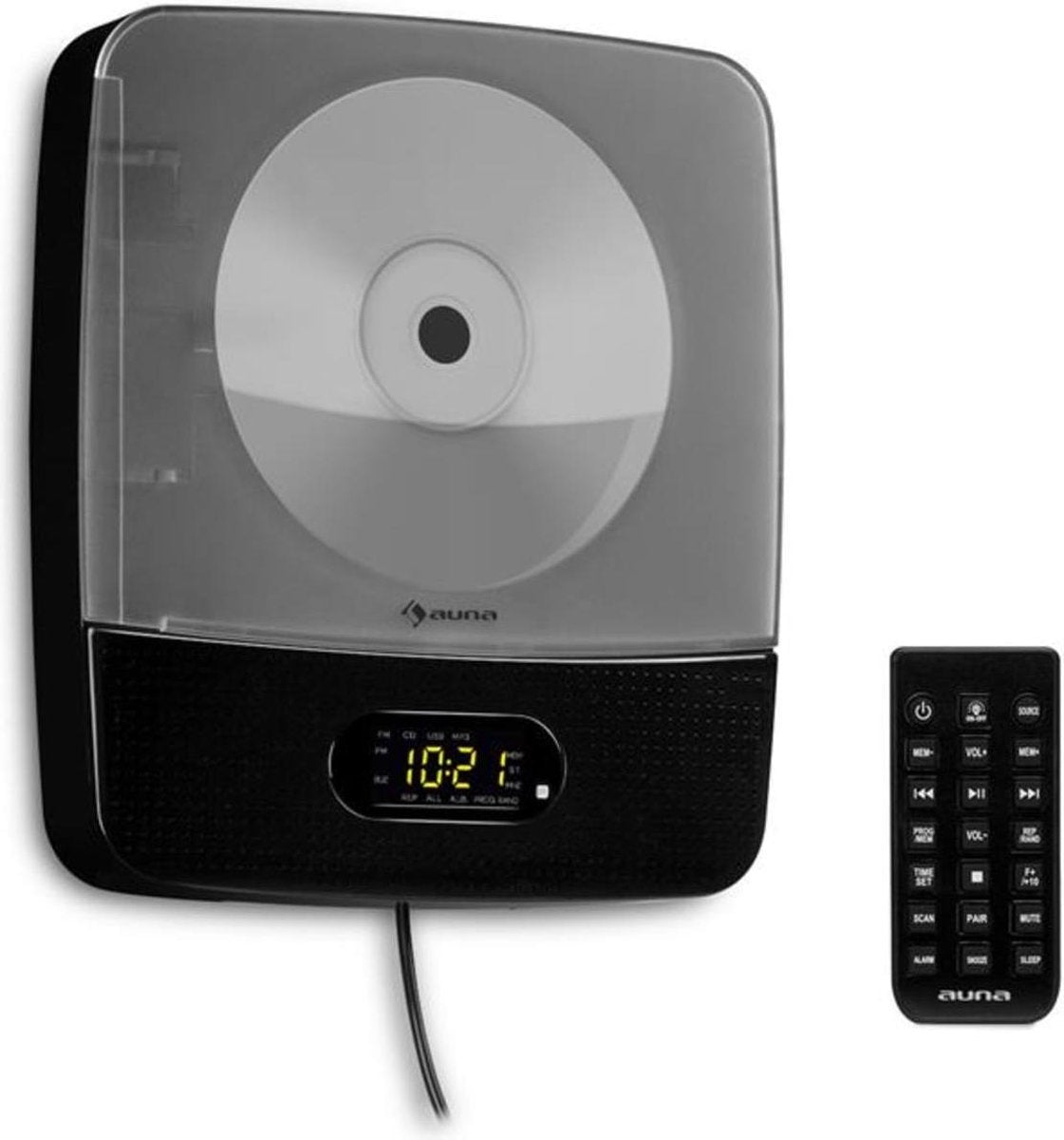 Vertiplay CD-speler bluetooth nachtlamp FM-radio AUX digitale klok zwart