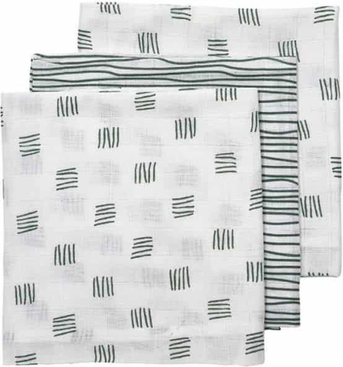 Meyco 3-pack Hydrofiele luiers - Block stripe - forest green