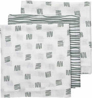 Meyco 3-pack Hydrofiele luiers - Block stripe - forest green