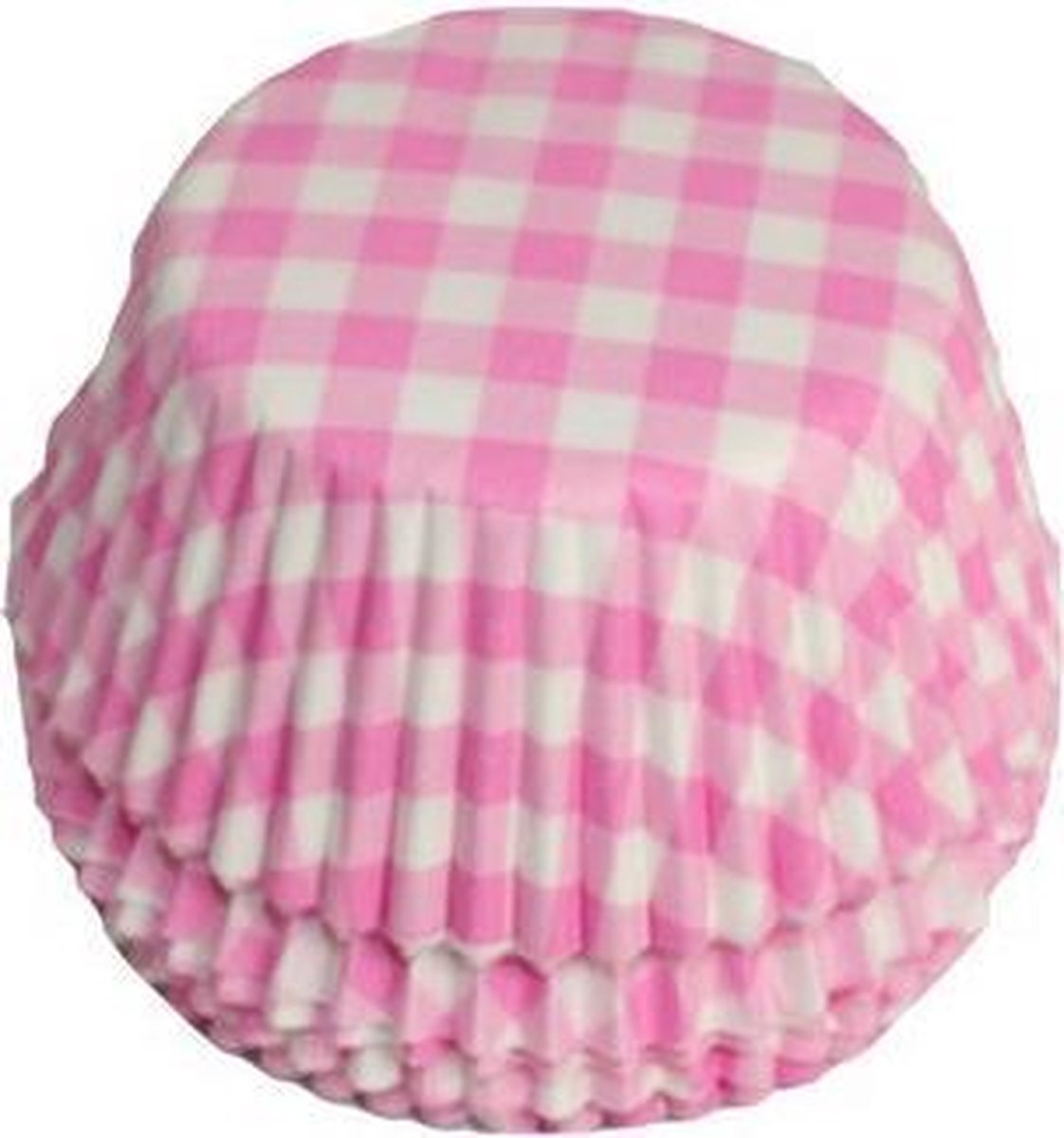 Cupcake Cups Boerenbont Ruit Roze 50x33mm. 50st.