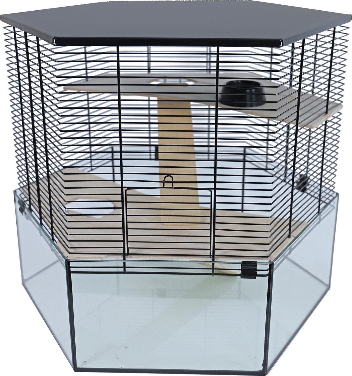 Interzoo Vision Hexo XL Hamsterkooi excl. standaard - Zwart - 39x61 cm
