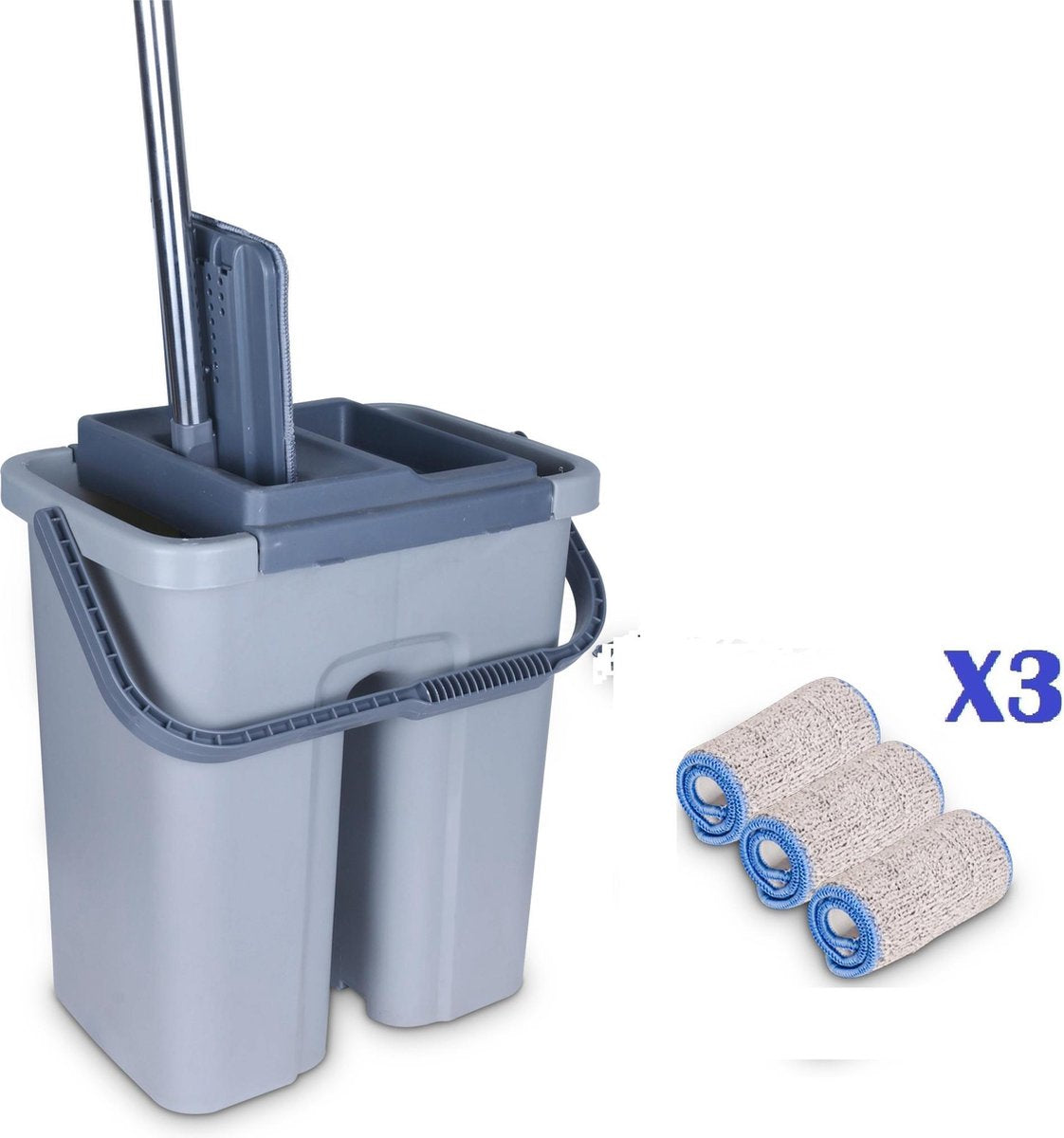 Cenocco - Dweil - Vloerwisser - Emmer met wringer - Grijs - cc9070