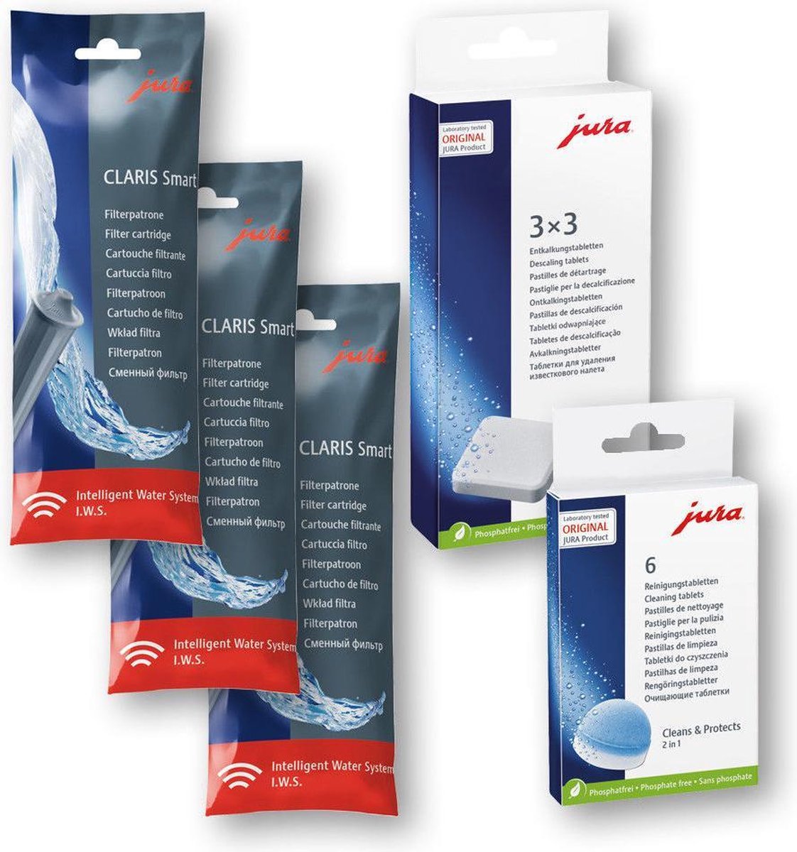 3X Jura Smart waterfilter IWS 71793  + 1x jura ontkalkingstabletten + 1x jura reinigingstabletten
