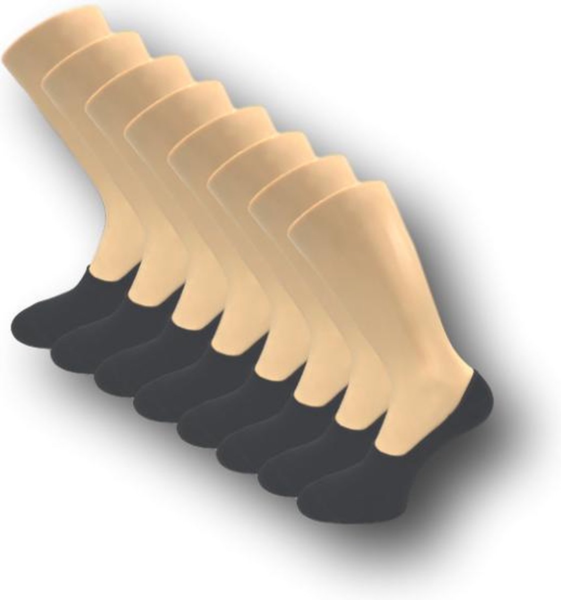 8 paar Basic footies - Katoen - Zwart - Maat 35-38
