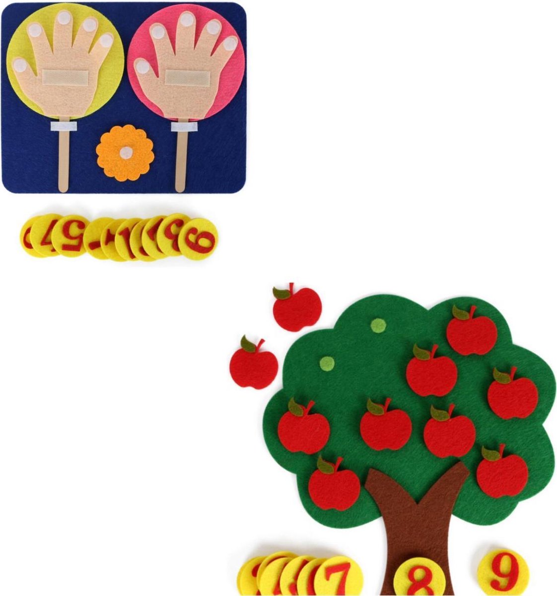 Leren tellen handen  Met leren tellen boom - cijfers leren - montessori speelgoed - vilten