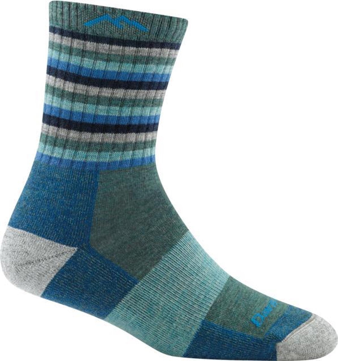 Darn Tough Stripes Micro Crew Cushion Wandelsokken Dames Aqua