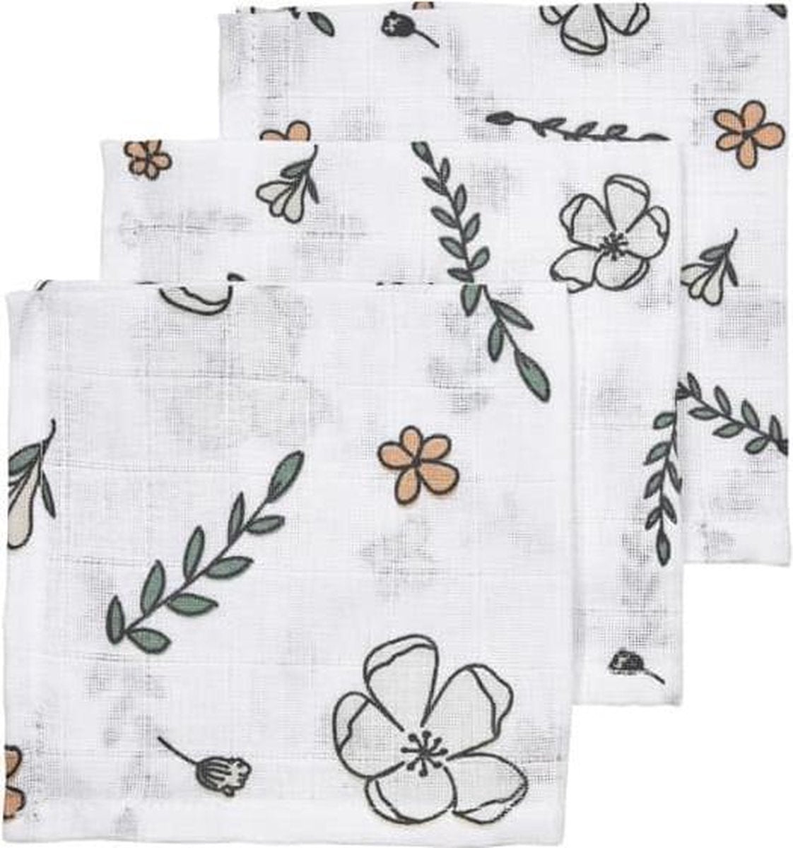 Meyco 3-pack monddoekjes Floral GOTS
