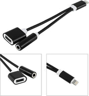 2 in 1 Lightning en 3.5 mm Audio Jack Adapter voor Apple iPhone Zwart