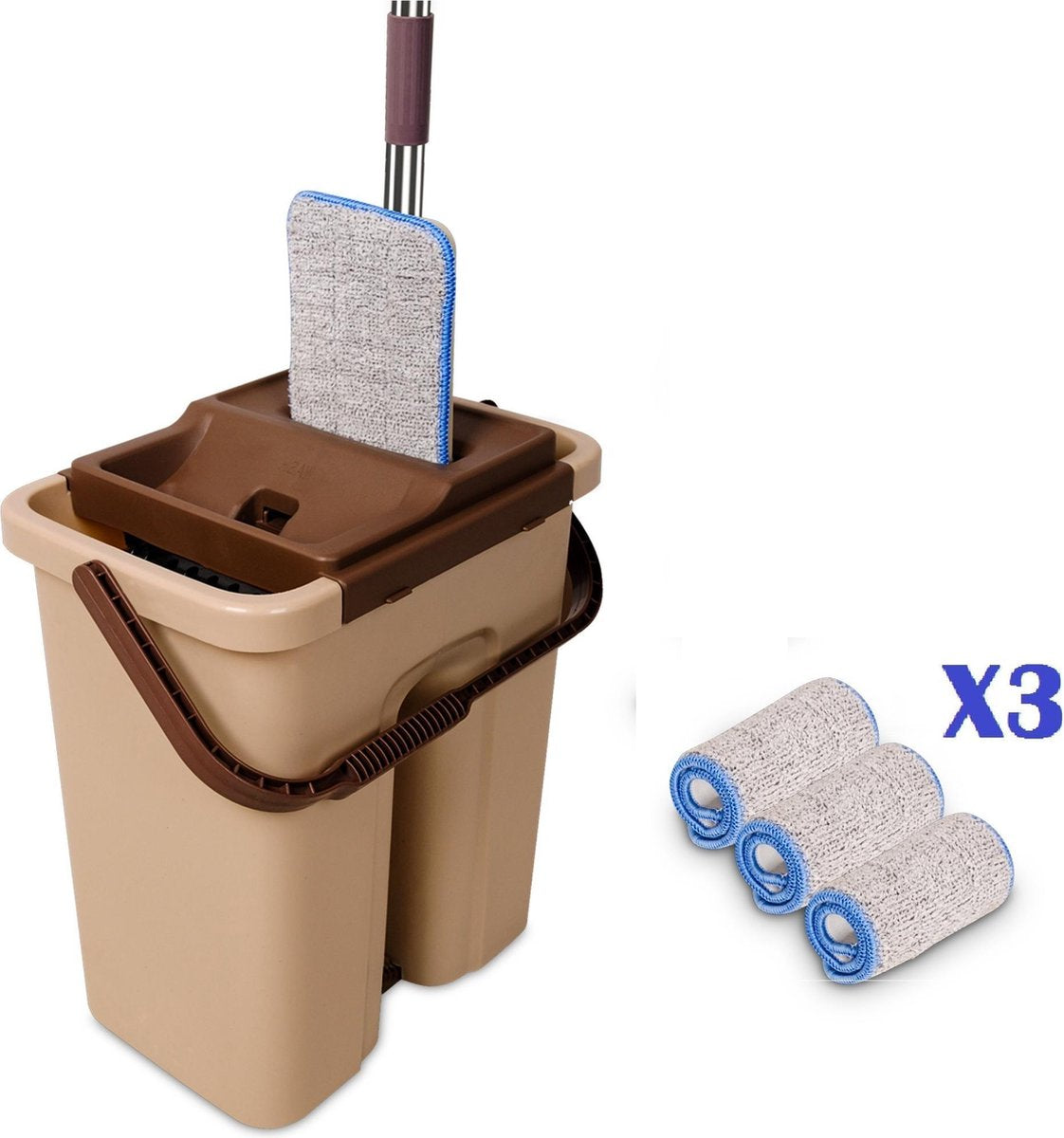Cenocco®  Dweil - Vloerwisser - Emmer met wringer - Bruin - cc9070