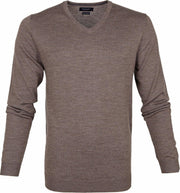 Profuomo Pullover Merino V-Hals Taupe - maat S