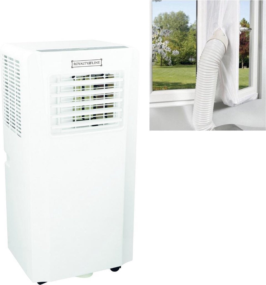 Royal  Airconditioner -2600 Watt - 2 snelheden - Wit Inclusief Oak's First Raamafdichtingsset voor airco's universeel 4 meter
