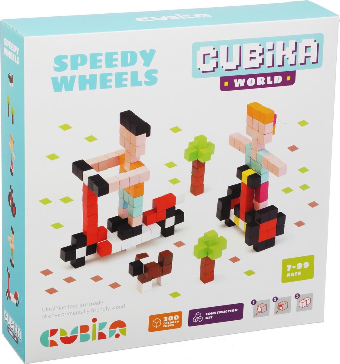Cubika houten blokjes bouwset - snelle wielen