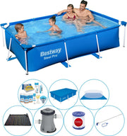 Bestway Steel Pro Rechthoekig Zwembad - 259 x 170 x 61 cm - Blauw - Inclusief Accessoires - Voordeelpakket