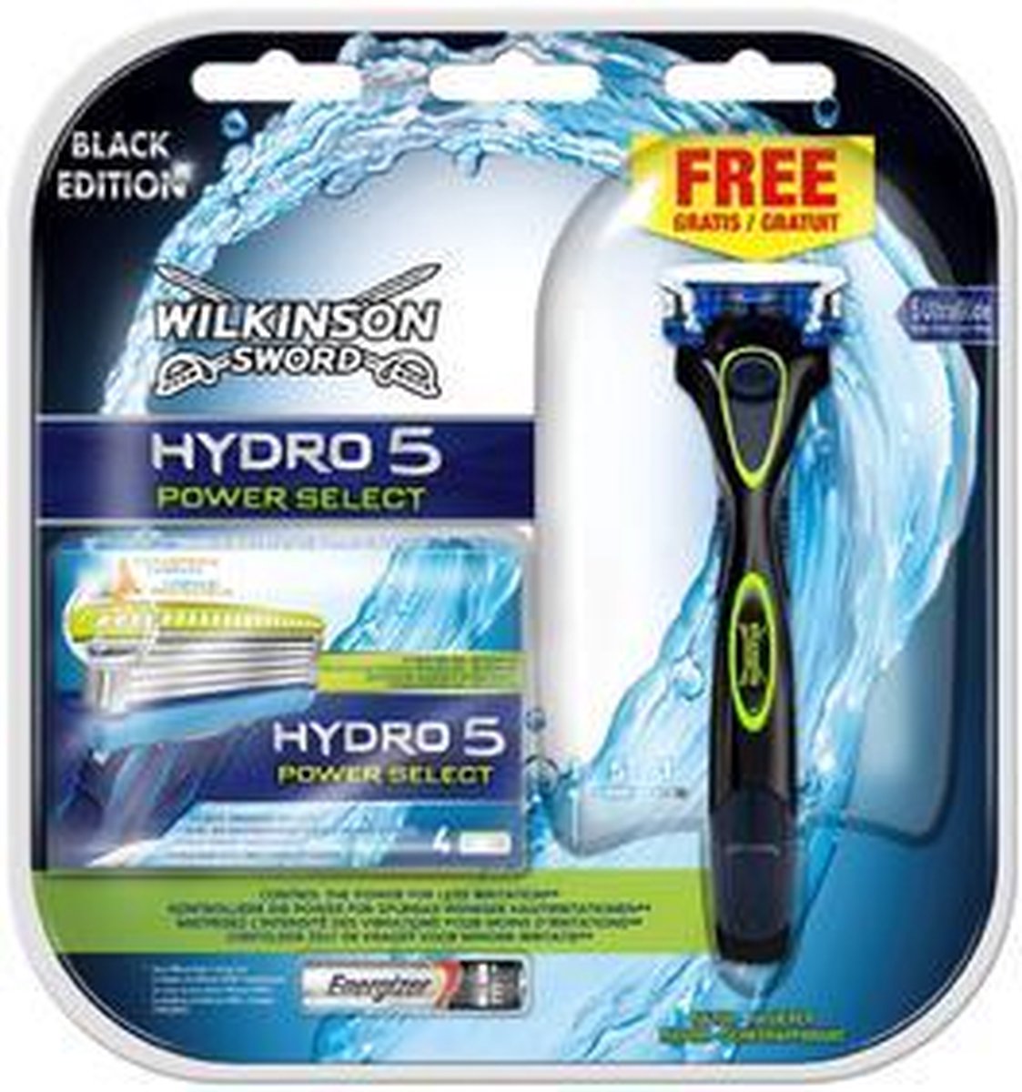 Wilkinson sword hydro 5 scheerapparaat + batterij + 4 mesjes