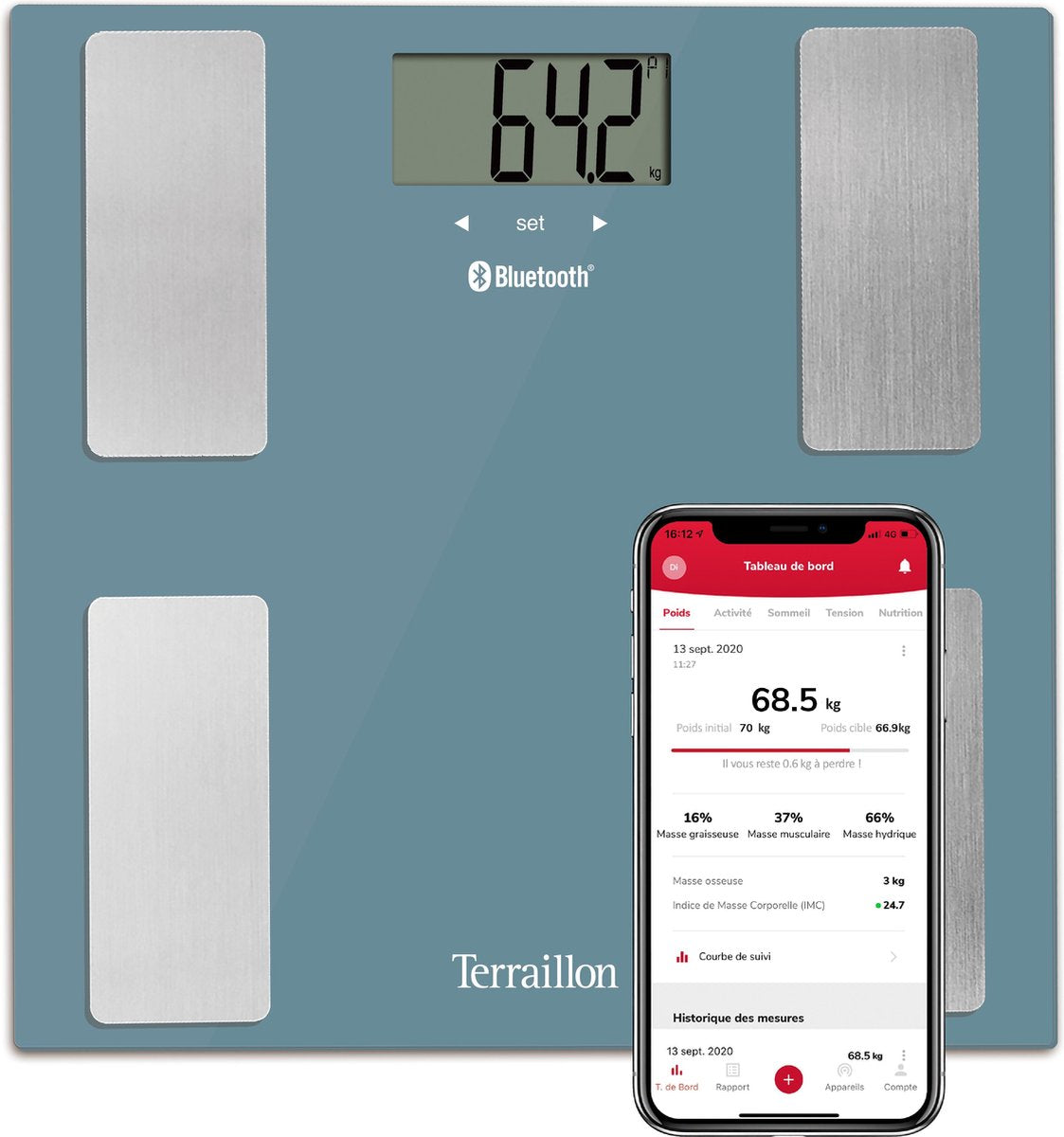 Terraillon Smart Connect Blue - Bluetooth lichaamsanalyse weegschaal