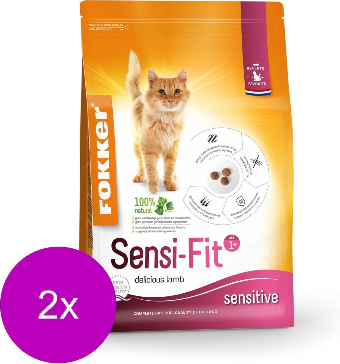 Fokker Cat Sensi-Fit Lam - Kattenvoer - 2 x 2.5 kg