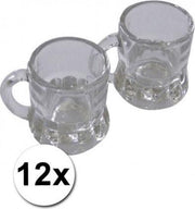 Oktoberfest Bierpul shotglazen met handvat - 2 cl - 12 stuks