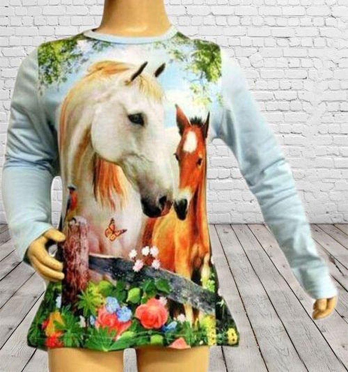 Paarden shirt lange mouwen 2 (110/116)