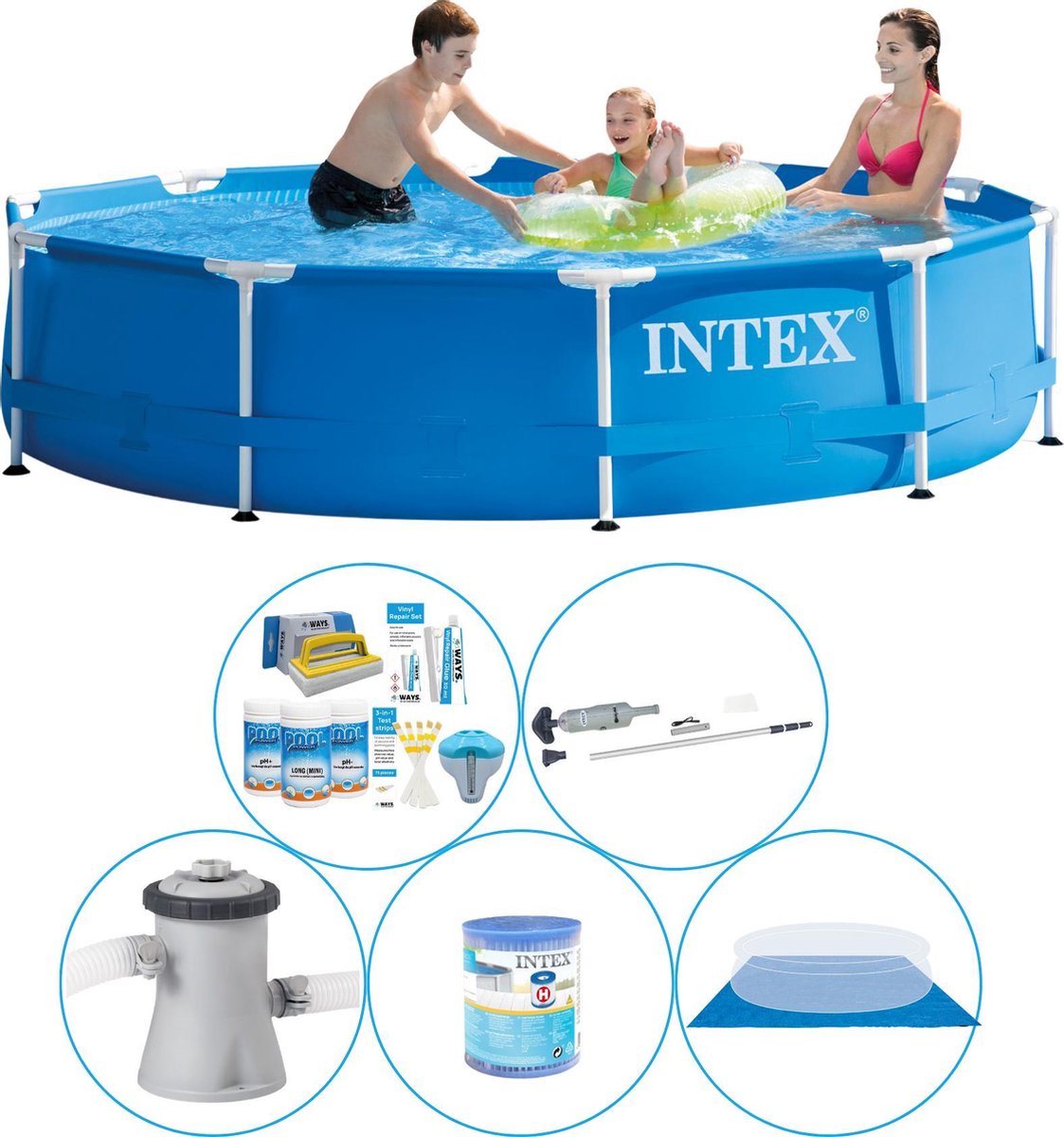 Intex Metal Frame Rond 305x76 cm - 6-delig - Zwembad Inclusief Accessoires