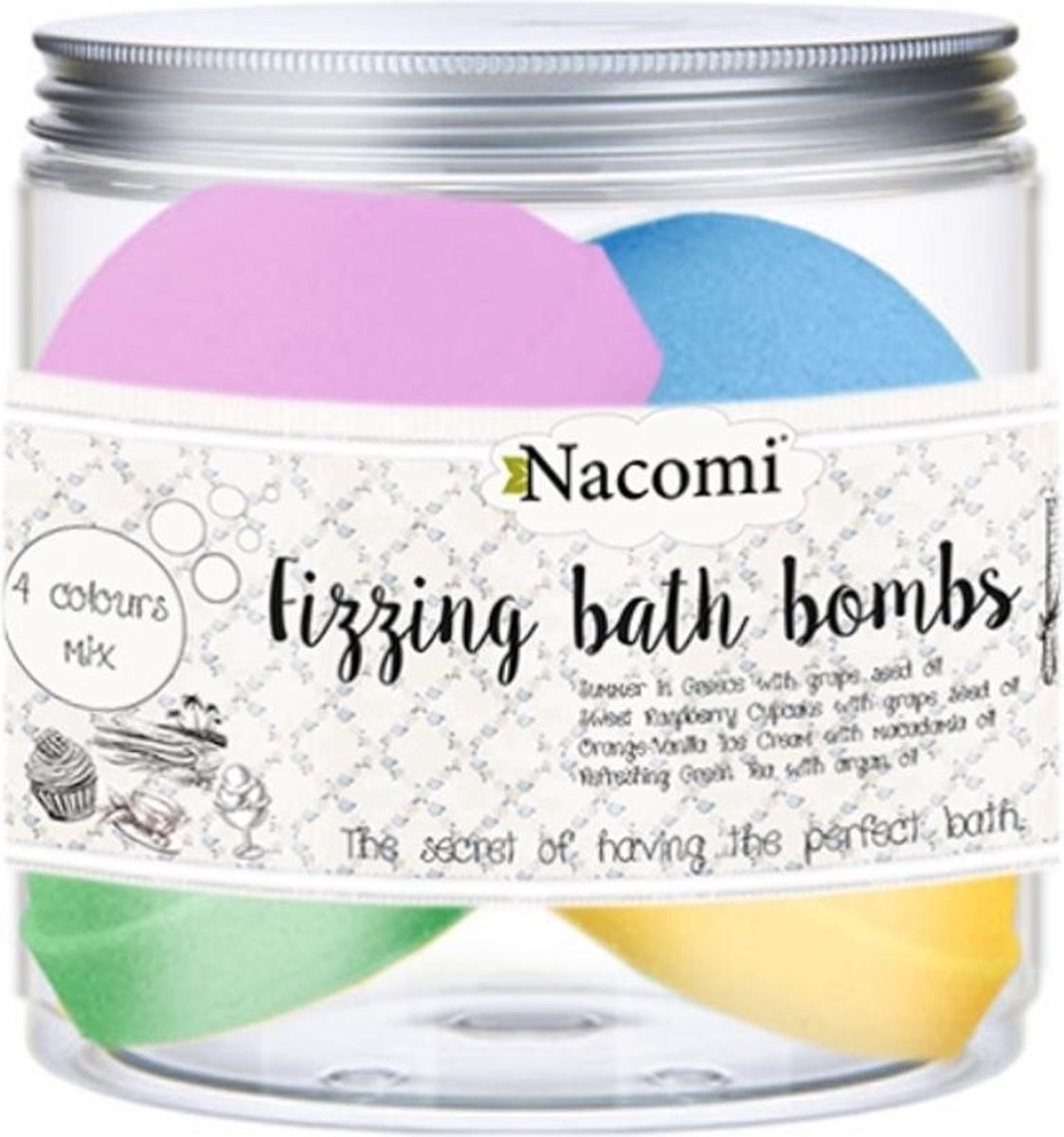 Nacomi - Fizzing Bath Bombs Set Of Sparkling Hemispheres To Bath Mix Fragrances 4Pcs