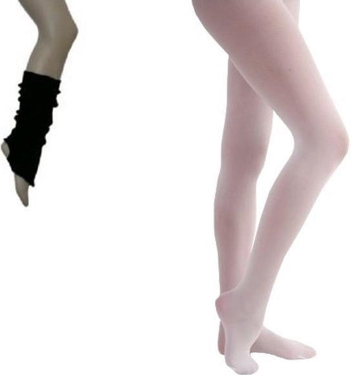 Ballet Set(2delig) Beenwarmer Zwart 40cm en Balletpanty Wit - 8-10 - Maat 128/140