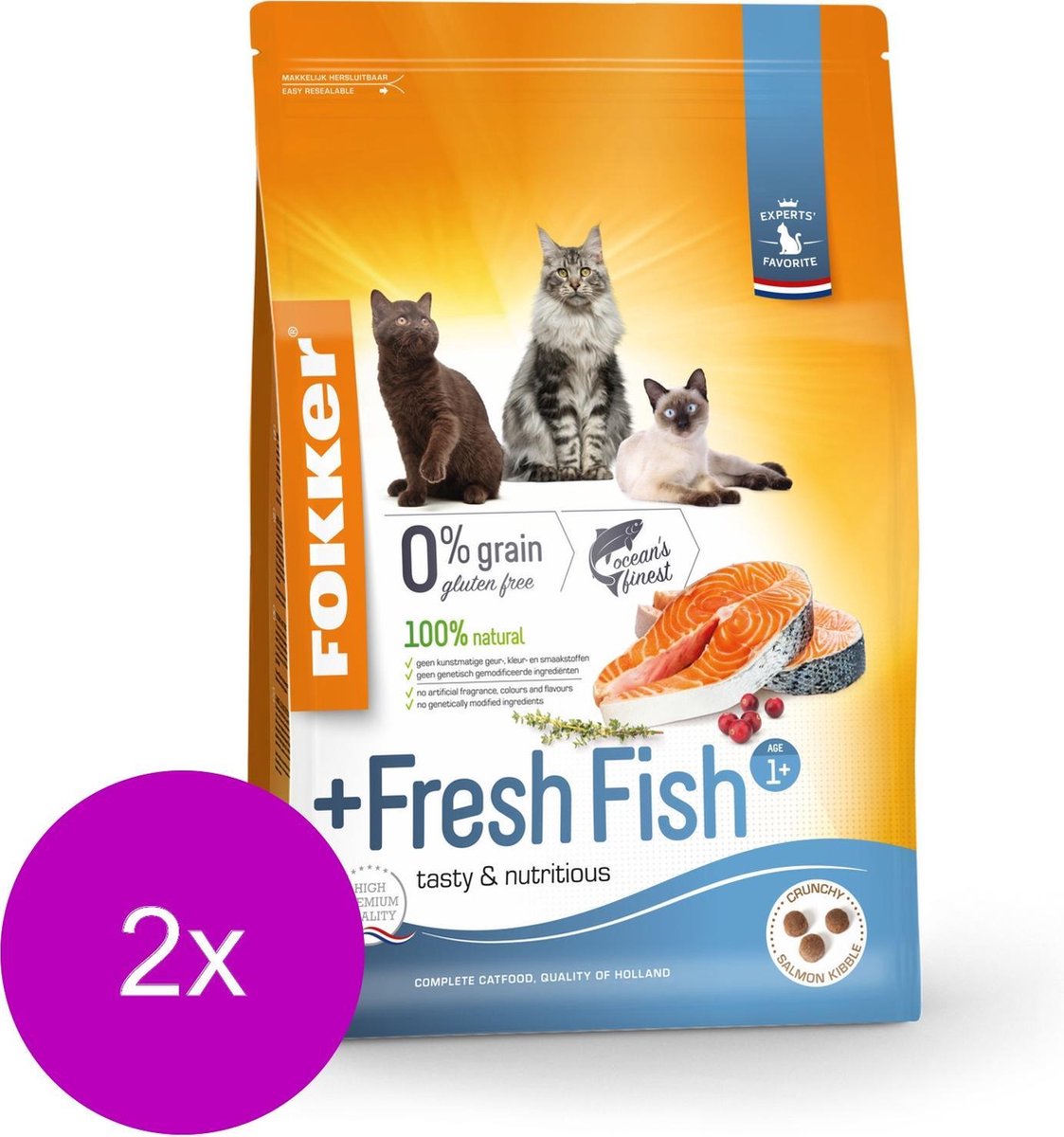 Fokker Cat Fresh Fish Zalm - Kattenvoer - 2 x 2.5 kg