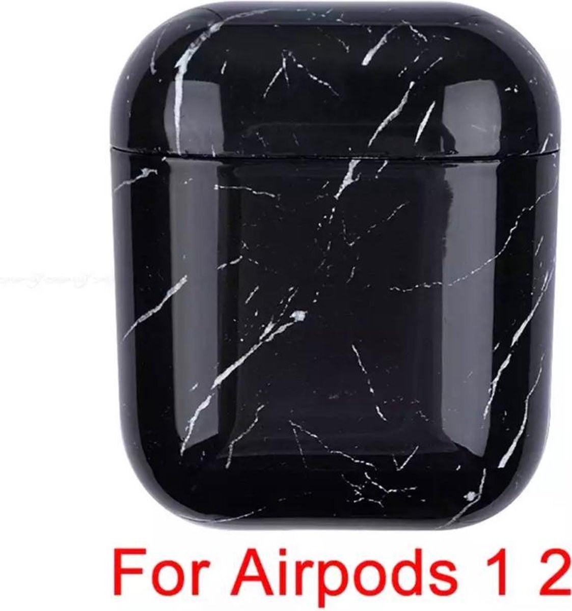 AirPods Marmer Case Cover - Beschermhoes - Zwart - Geschikt voor Apple AirPods 1/2