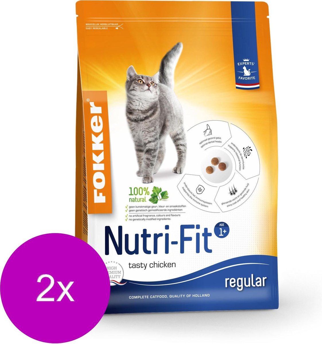 Fokker Cat Nutri-Fit Kip - Kattenvoer - 3 x 2.5 kg