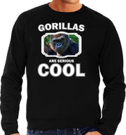 Dieren gorilla apen sweater zwart heren - gorillas are serious cool trui - cadeau sweater stoere gorilla/ gorilla apen liefhebber S
