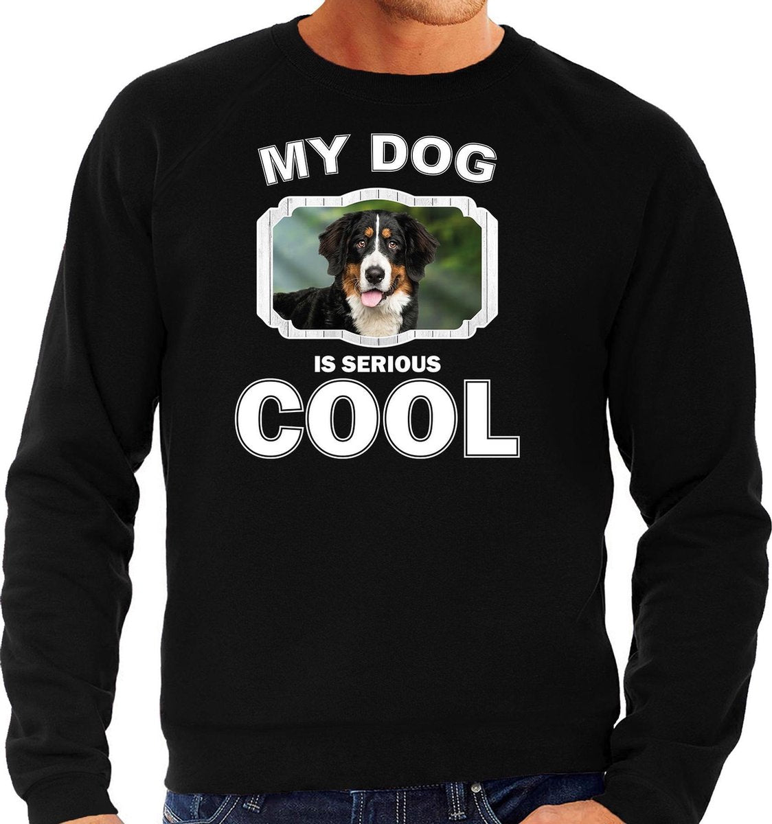 Berner sennen honden trui / sweater my dog is serious cool zwart - heren - Berner sennens liefhebber cadeau sweaters M
