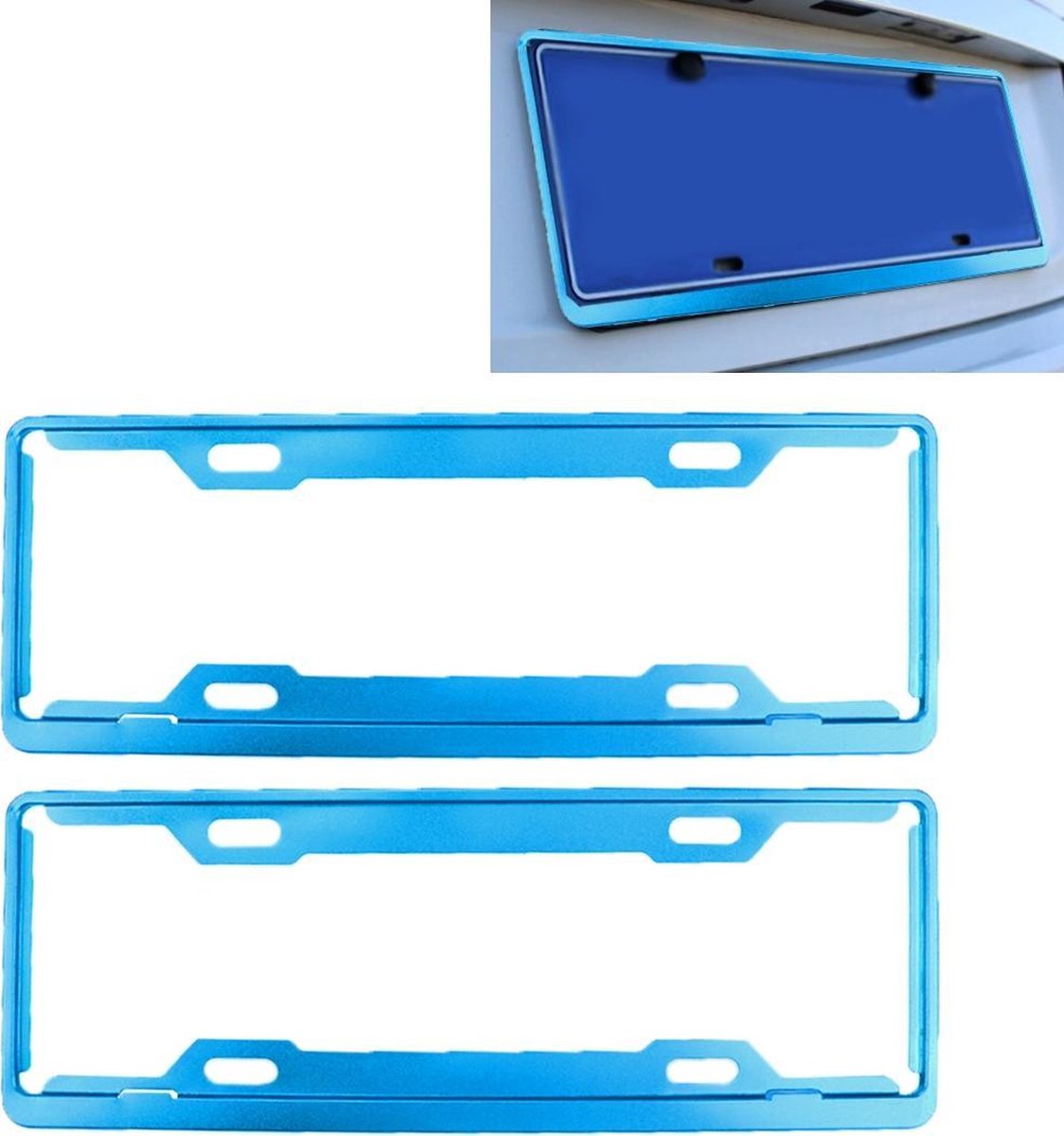 2 STKS Auto Kenteken Frames Auto Styling Kenteken Frame Aluminiumlegering Universele Kentekenplaathouder Auto-accessoires (Blauw)