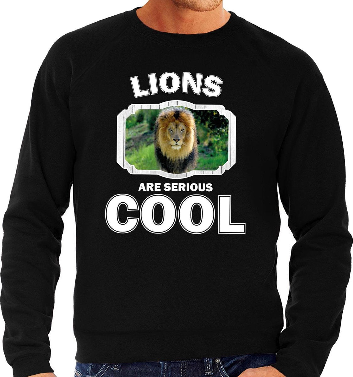 Dieren leeuwen sweater zwart heren - lions are serious cool trui - cadeau sweater leeuw/ leeuwen liefhebber XL