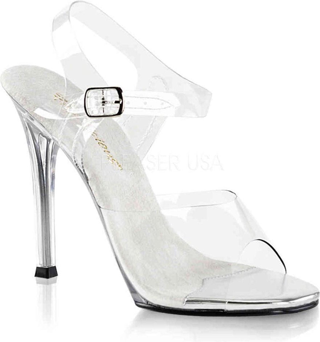 Fabulicious Sandaal met enkelband -40 Shoes- GALA-08 US 10 Transparant/Zilverkleurig