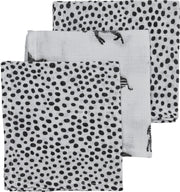 Meyco 3-pack monddoekjes Zebra animal-Cheetah black