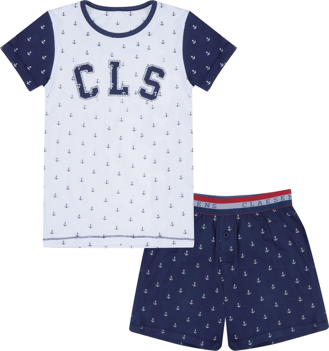 Claesen's pyjama short White Navy Anchor 116-122