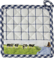 Wiebe van der Zee Pannenlap Koe Ruit - 20x20cm - Blauw - 2 stuks