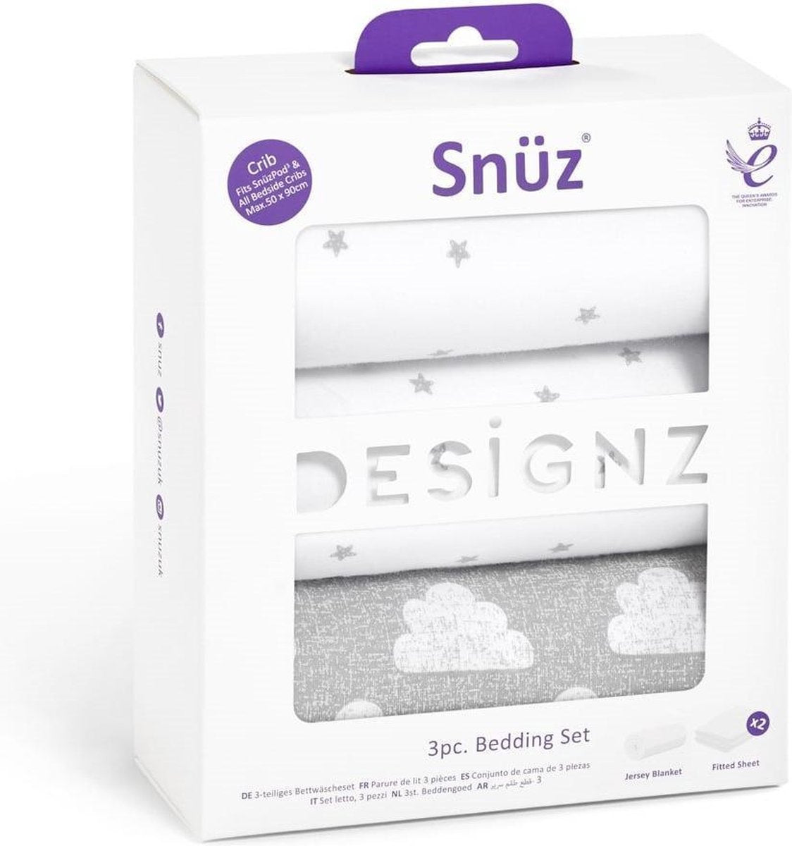 Snuz Beddengoedset voor co-sleeper - 45x90cm - Cloud