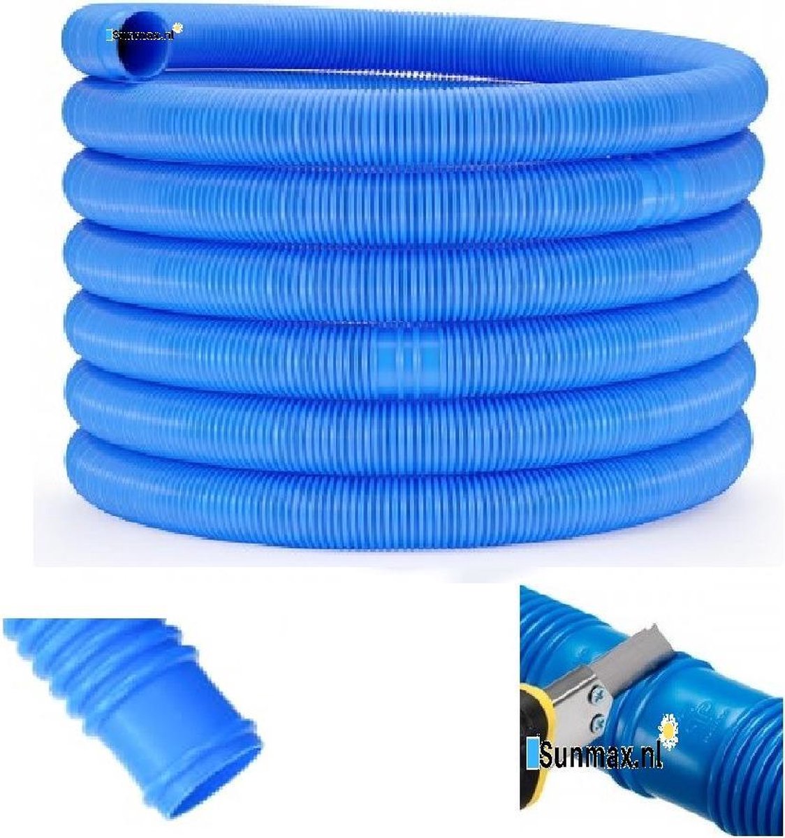 32mm Zwembadslang 12.10 meter met manchetten voor slang klemmen zwembad