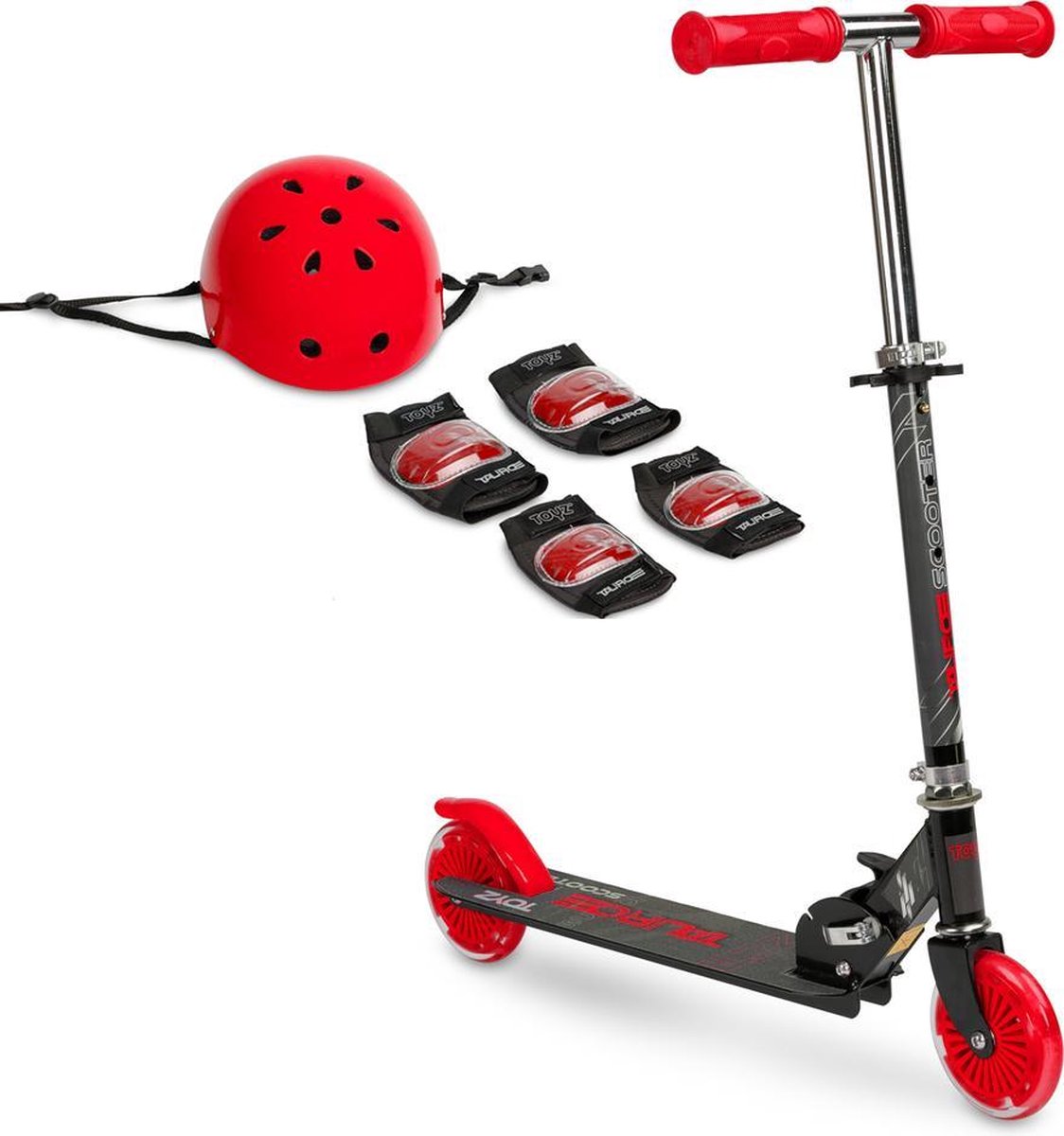 Toyz Scooter - kinderen city Step Opvouwbaar Inclusief kniebeschermers en helm -  in Hoogte Verstelbaar  RED