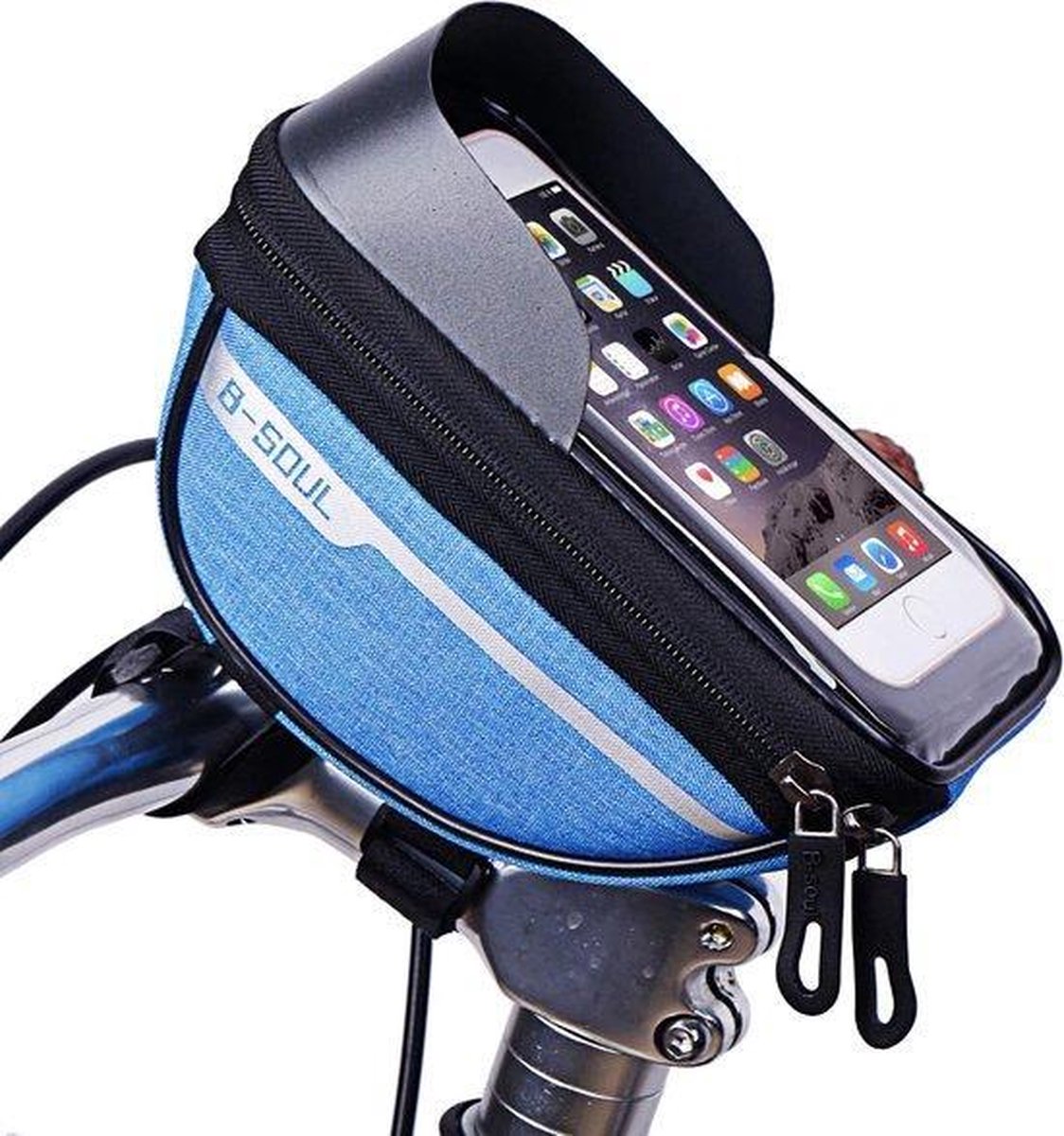 Stuurtas voor Smartphone - Telefoonhouder Fiets - Universele Fietstas - Extra Opbergruimte - Powerbank | Blauw