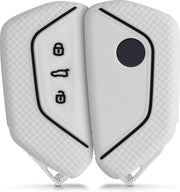kwmobile autosleutelhoes voor VW Golf 8 3-knops autosleutel - Siliconen beschermhoes in wit / zwart