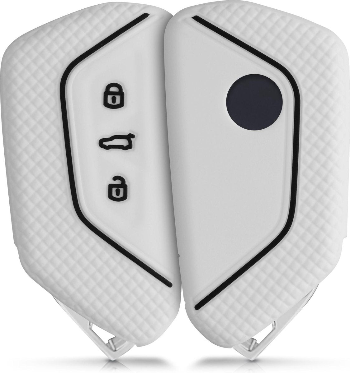 kwmobile autosleutelhoes voor VW Golf 8 3-knops autosleutel - Siliconen beschermhoes in wit / zwart
