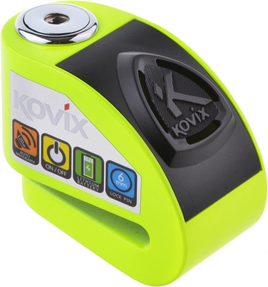 Kovix KD6 Motor Scooter E-Bike Remschijf Slot met 120db Alarm Fluo Geel