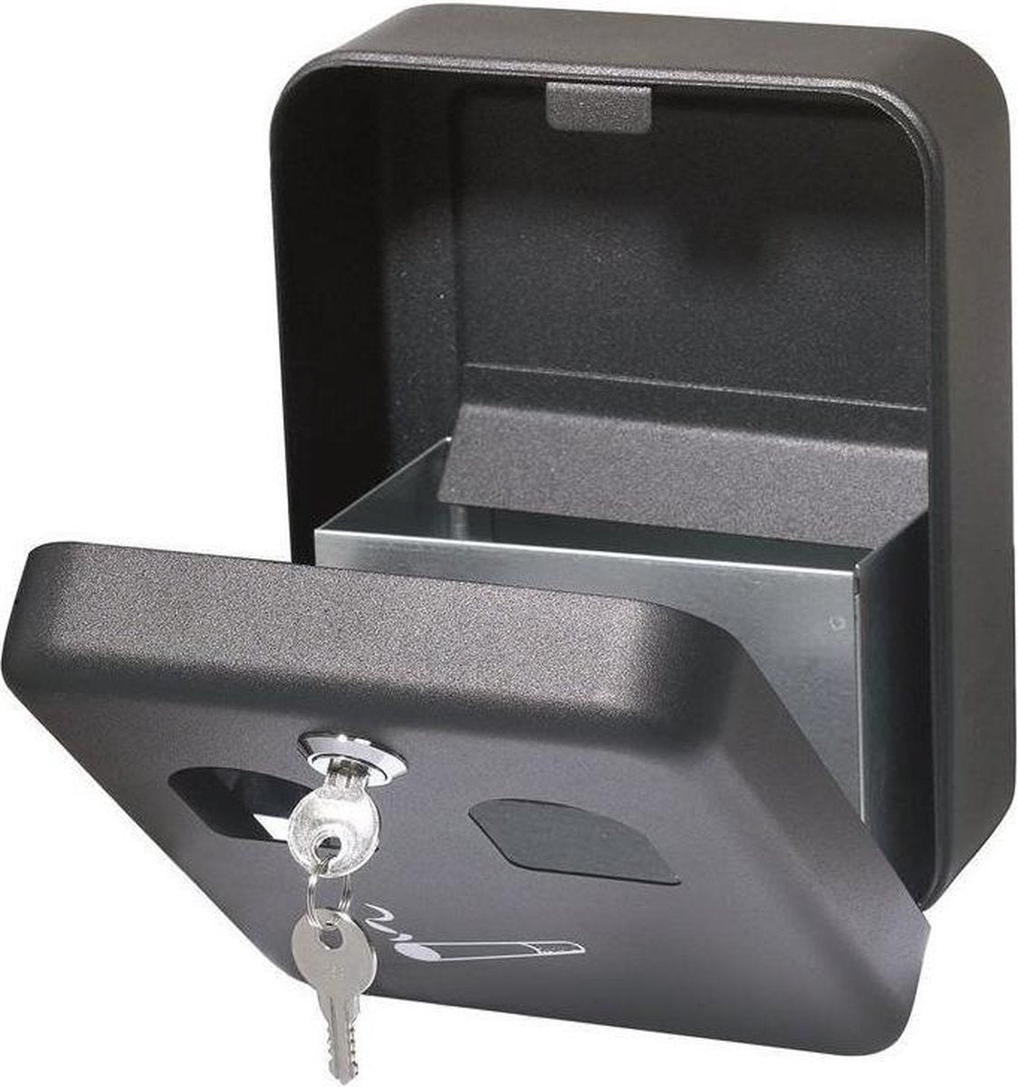 Silverline Wand Asbak Zwart met slot - 200 x 160 x 85 mm
