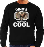 Dieren dinosaurussen sweater zwart heren - dinosaurs are serious cool trui - cadeau sweater carnotaurus dinosaurus/ dinosaurussen liefhebber L