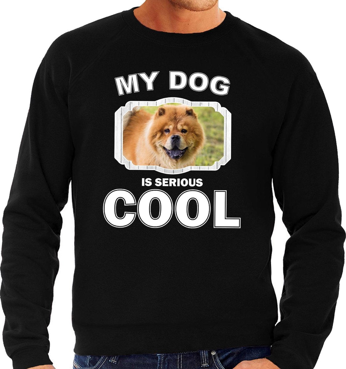 Chow chow honden trui / sweater my dog is serious cool zwart - heren - Chow chows liefhebber cadeau sweaters S