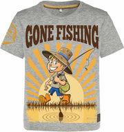 Hotspot Design T-Shirt Children - Gone Fishing - Grey Melange - 9/11 Jaar