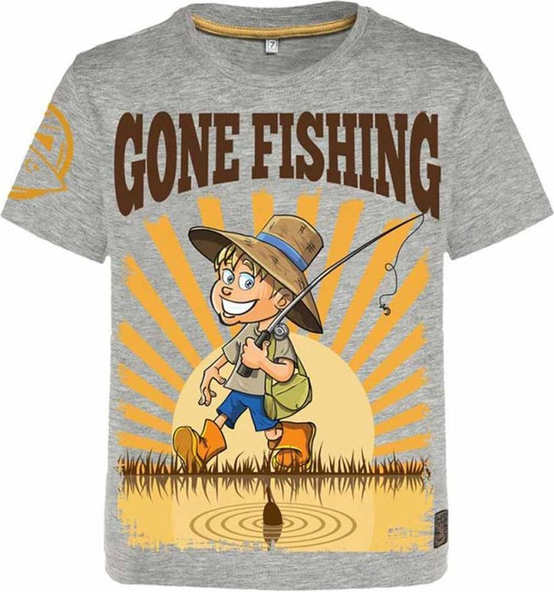 Hotspot Design T-Shirt Children - Gone Fishing - Grey Melange - 9/11 Jaar
