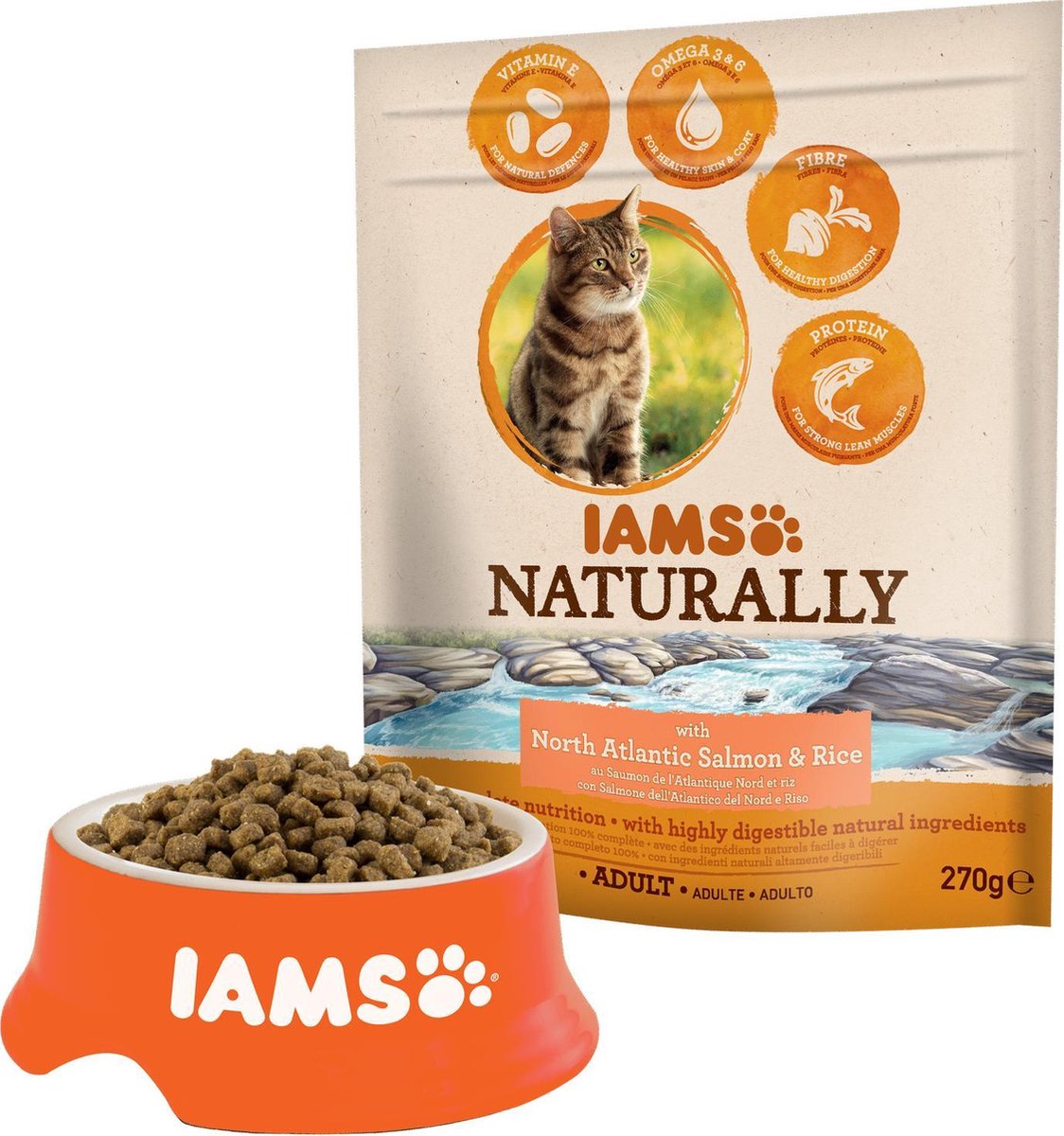 Iams Naturally Cat Adult Zalm&Rijst 270 g