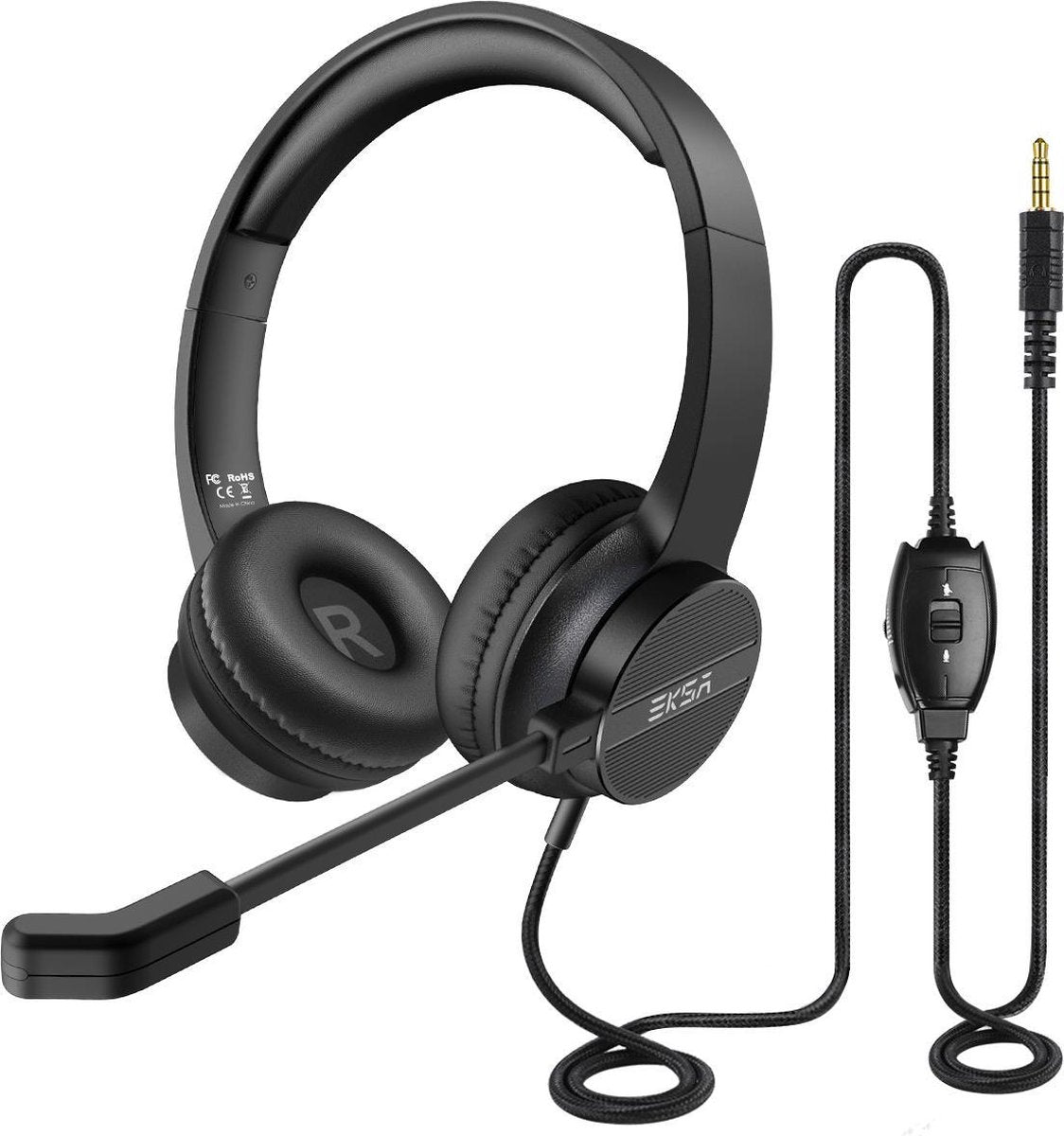 EKSA H12 - Office Headset met Microfoon - Koptelefoon - Headset - Hoofdtelefoon met Microfoon - Ideaal voor Kantoor - 3.5mm jack - Licht en Comfortabel - Geluidskwaliteit
